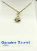14KT Yellow Gold Natural Garnet Pendant with Gold Plated Sterling Silver Chain, Retail $300.00. Garnet is the birthstone for January. - 3