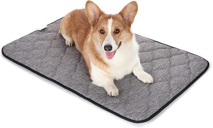 New QIAOQI Dog Bed Crate Mat 48" Grey Kennel Pad | Washable Orthopedic Pillow Pet Beds Dense Cushion Padding Bolster