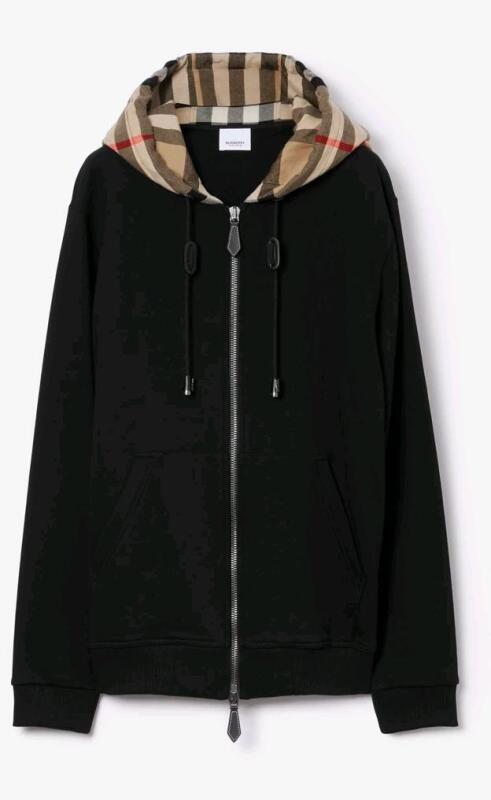 New sz Medium Men's BURBERRY Check Hood Cotton Zip Hoodie - London England Retails for $1100 CAD