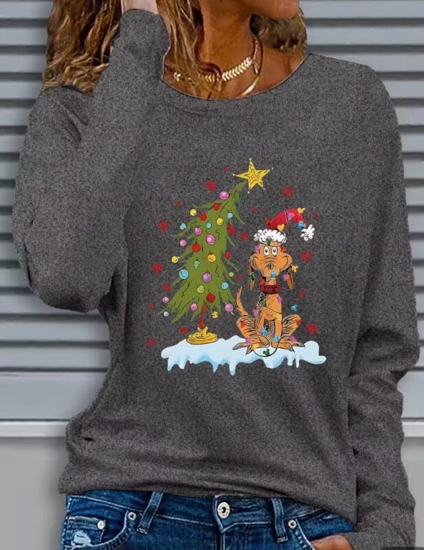 New Women&rsquo;s Whoville Size XL Whimsical Christmas Tree Sweatshirt With Dog Max Whoville Tree Shirt Dog Lover Shirt Soft Crew Neck Machine Wash 100% Polyester Stock photos added