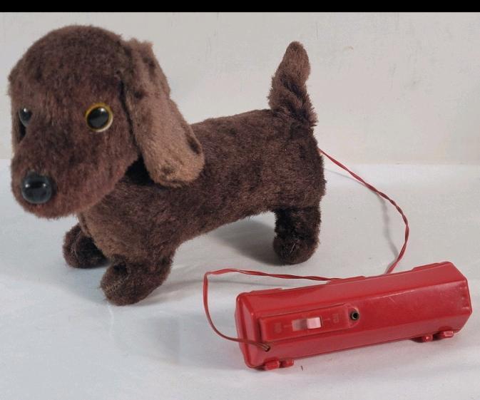 Vintage Dachshund Battery Operated Toy Dog w/Wired Remote Control . Requires Two (2) D Batteries . Untested