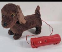 Vintage Dachshund Battery Operated Toy Dog w/Wired Remote Control . Requires Two (2) D Batteries . Untested