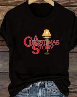 New Women&rsquo;s Size XL A Christmas Story Movie Graphic T-Shirt - Soft Breathable Round Neck Short Sleeve Casual Pullover with Iconic Movie Text & Lamp Design Machine Wash 95% Polyester 5% Elastane Stock photos added