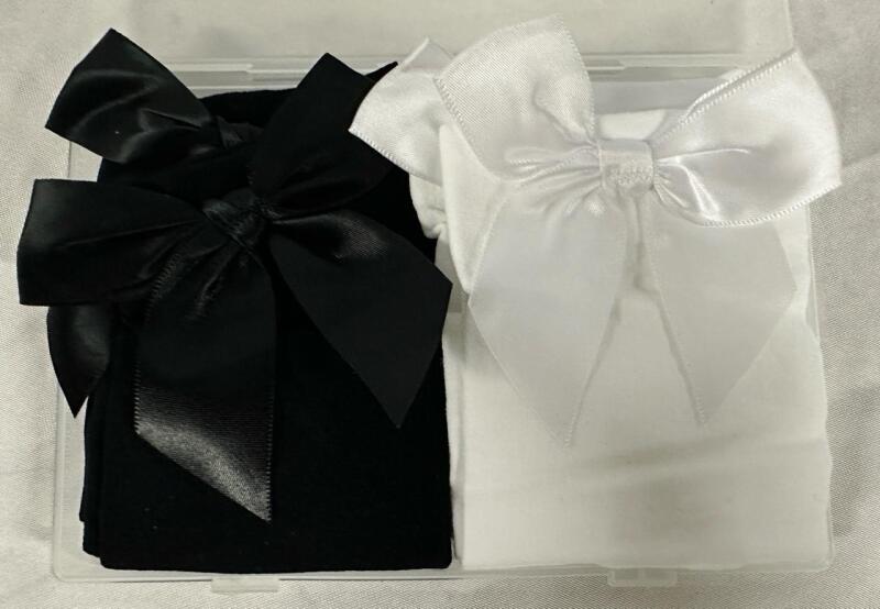 2 New Pairs Women&rsquo;s Thigh High Stockings with Bow, Black and White