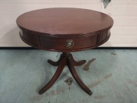 Vintage Wooden Drum Table - Metal Claw Feet