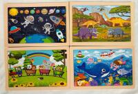 4 As-New Assorted Children&rsquo;s Puzzles with Frames, 24 Pieces Each, Each Measures 9&rdquo; x 6&rdquo; with Frame