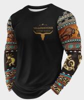 New Men&rsquo;s Size XL &lsquo;&rsquo;YELLOWSTONB&rsquo;&rsquo; 3D All-Over Print Long Sleeve T-Shirt Top with Dynamic 3D Graphics, Casual Round Neck Shirt, Machine Washable 100% Polyester Stock photos added colours may slightly vary