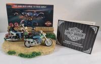 Harley-Davidson " The Age Old Urge to Run Away " Limited Edition Mantle Figurine w/COA . # 6013/10000 . Measures 7"&times;5 &frac34;"&times;5"