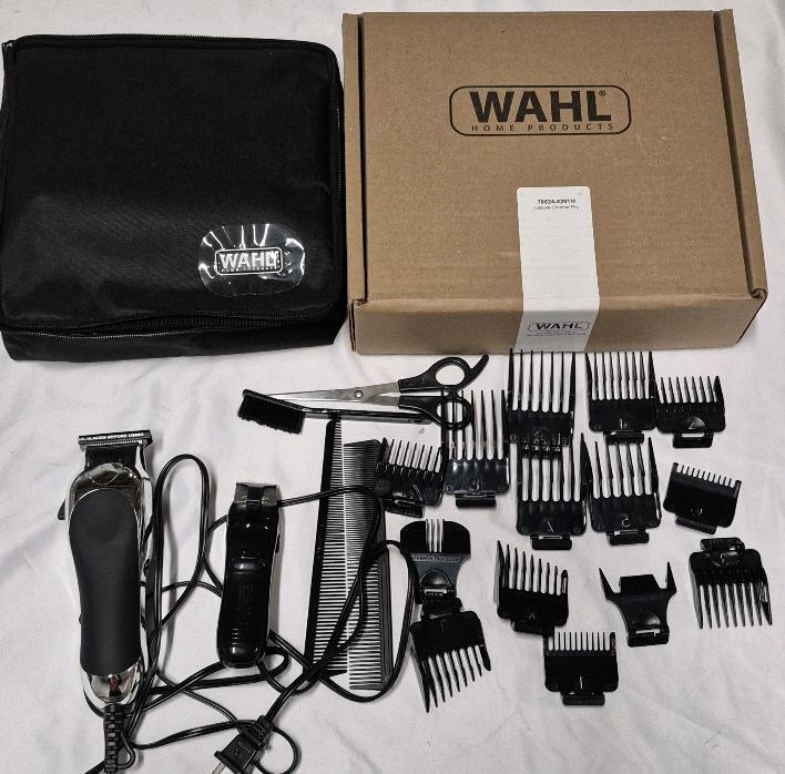 Wahl Deluxe Chrome Pro Hair Clipping Kit with Hair Clipper, Beard/Side Burn Clipper and Accessories and Case - Working