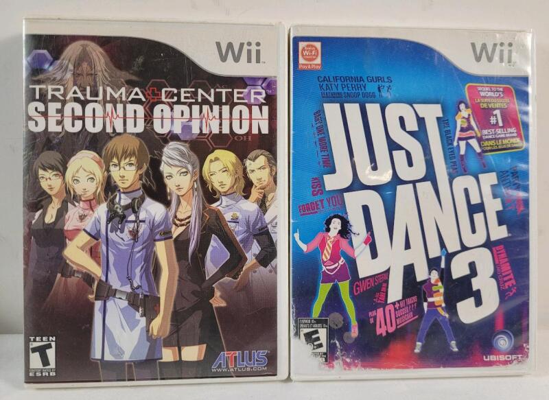Nintendo Wii Just Dance 3 & Trauma Center Second Opinion Video Games w/Cases .