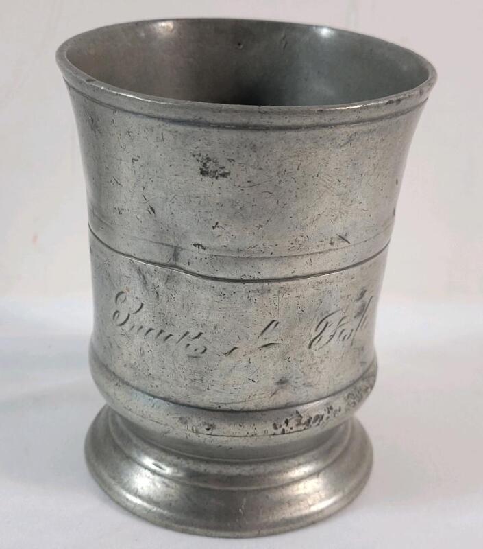 Antique 1800s English Pewter Half-Pint Beaker / Measuring Cup