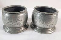 Antique 1800s Pewter Bulbous Salts , Pair .