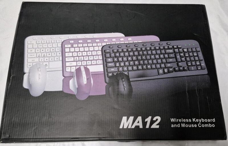As New in Open Box Wireless Keyboard and Mouse Combo Model MA12, Black