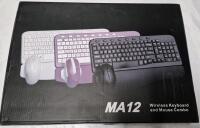 As New in Open Box Wireless Keyboard and Mouse Combo Model MA12, Black