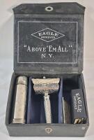 Antique 1900s Eagle Improved &ldquo;Above &lsquo;Em All&rdquo; Razor Kit w/Blades & Original Box
