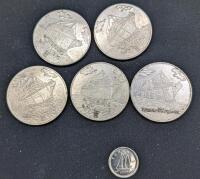 5 Oceanic Atlantic Casino Tokens. Dime for scale.