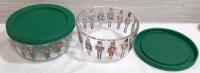 2 New Holiday Themed Glass Lidded bowls