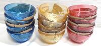 12 New Small Colored Glass Bowls