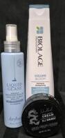 [See Desc] 3 Hair Care Products: Biolage Volume Bloom Shampoo Fir Fine Hair 400mL, Liquid Glass Miracle Smoothing Sealant Drybar Spray 188mL & Headlock Molding Cream Matte Finish 85g