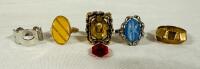 5 Assorted Sarah Coventry Size 7 Rings, Various Styles - One Damaged, See Photos/Description