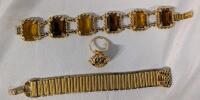 3 Pieces of Sarah Coventry Jewellery. 2 Bracelets and a Ring. Ring Size 6. Bracelets Approximately 8" Long