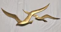 Vintage Brass Home Decor Birds Wall Art . Measures 30"&times;13"