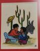 Four (4) Vintage Mexico Folk Art Signed Framed Paintings on Burlap . Each Painting Signed by Artist and measures 16"&times;18" - 3