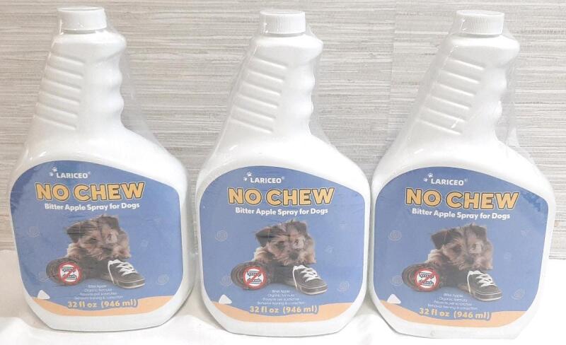 3 New Bottles of No Chew Bitter Apple Spray for Dogs (946ml Each)