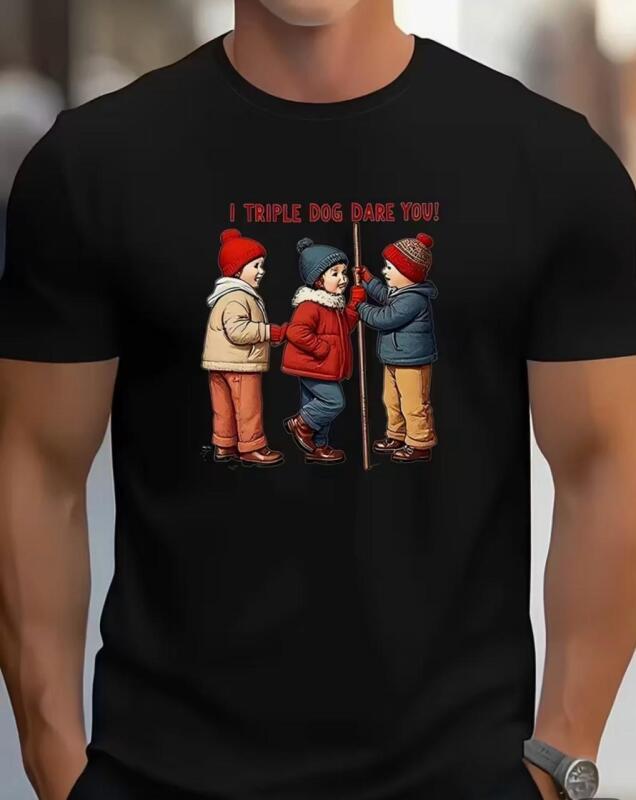 New Size XXL Men's A Christmas Story Movie T-Shirt - I Triple Dog Dare You! Vintage Ralphie & Farkle Smegma Graphic Tee - Soft Rayon Blend-Iconic Film Outfit & Nostalgic 100% Cotton Stock photos added