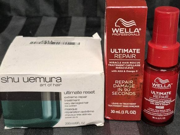 [SEE DESC] 2 Hair Care Repair Products: Shu Uemura Ultimate Reset Repair Treatment 200mL & Wella Professionals Miracle Hair Rescue Treatment 30mL
