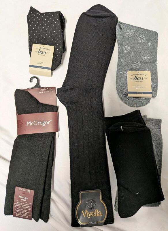 7 Pairs of Socks, Various Sizes. See photos for sizes on socks that have them listed