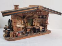 Vintage German Wooden Folk Art Hunting Lodge Mantle Display . Measures 12 &frac34;"&times;6.5"&times;4 &frac14;"