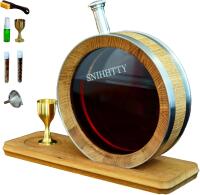 New 0.8 Liter Visualized Oak Aging Barrel with Stand, Bung, Wooden Mini Whiskey Barrel - Charred Oak Barrels for Aging Brandy, Bourbon, Cocktails, Rum, Tequila, Mead Wine, Gin, Cognac Retails $234