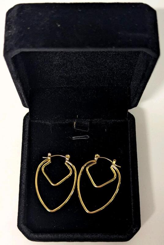 NEW 14K Gold Plated 35.0mm Double Hoop Earrings