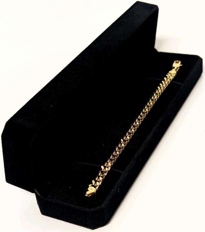 NEW 14K Gold Plated 8.0mm Cuban Link Bracelet - 8" Long