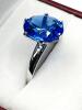 Sterling Silver Natural Blue Quartz (5ct) Ring, Size 8, comes with appraisal $200.00. - 2