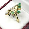 Gold Plated Sterling Silver Natural Emerald (0.65ct) with Natural White Topaz (0.14ct) Ring, Size 9, comes with APPRAISAL $330.00.Emerald is the birthstone for May. - 5