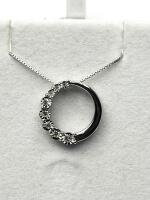 Sterling Silver Natural Diamond (0.11ct) Circle Pendant with Sterling Silver Chain, comes with APPRAISAL $280.00.