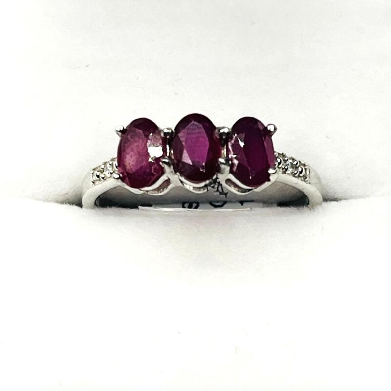 Sterling Silver Natural Enhanced Ruby (1.50ct) with CZ (0.02ct) Ring, Size 9, comes with APPRAISAL $230.00.