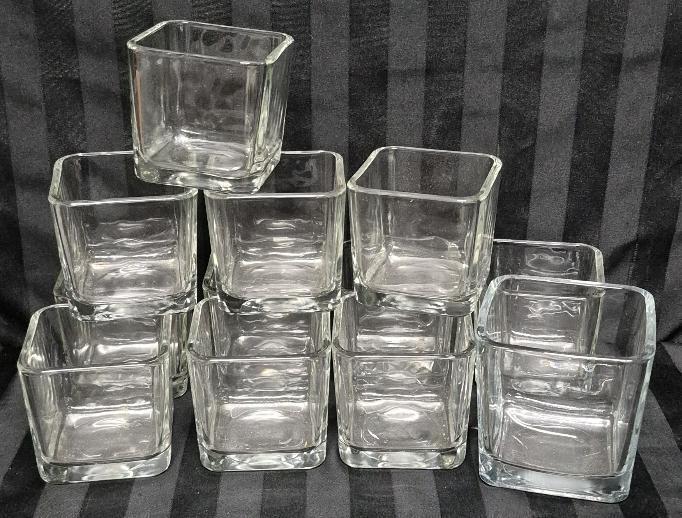 12 Glass Candle Holders 3.5" and 4" Tall