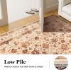 New Zentavio Area Rugs 6x9 Washable Non-Slip Kid & Pet Friendly Living Room Carpets Vintage Floral Foldable Thin Low Pile Rug for Bedroom Kitchen Dining Room Brown - 2