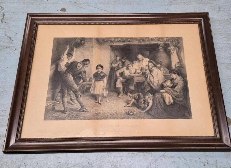 Vintage Framed Print "Stolen By Gipies The Rescue" 34.5" by 26"