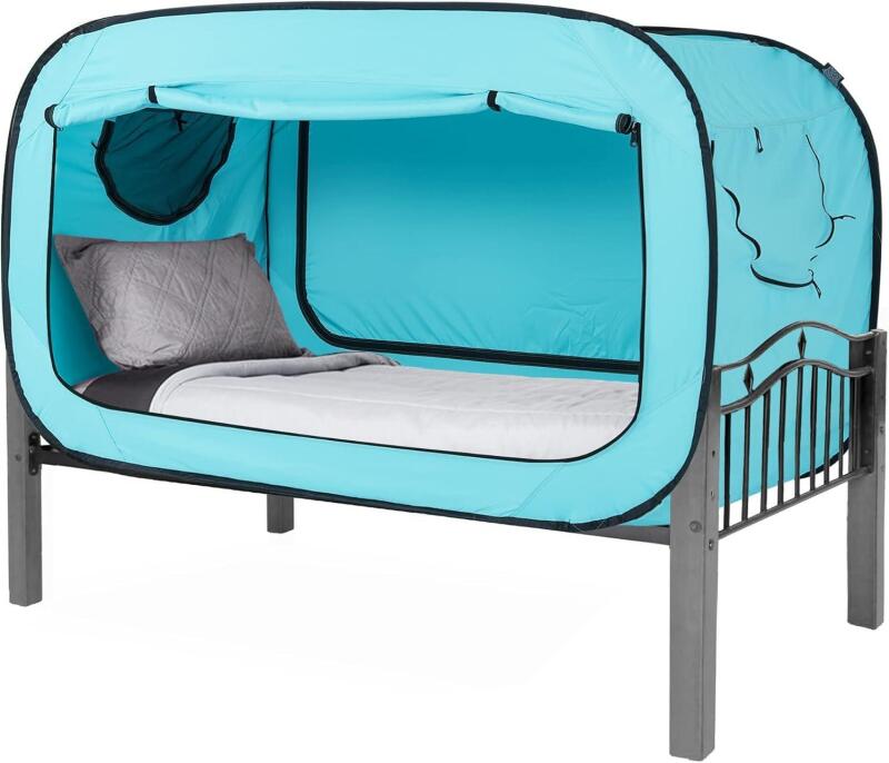 New 56.3W x 78.7L inch Bed Tent Full Bed Canopy Tents Portable Dream Tent for Kids and Adult Indoor Sleeping Tents with 2 Doors Breathable Private Space Tents, Teal Retail $127