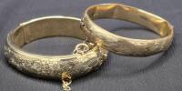 2 Vintage Hinged Bracelets - 1 Bracelet Stamped G.F.