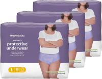 Sz LG new Amazon Basics Incontinence Underwear for Women, Protective, Disposable, Postpartum, Maximum Absorbency, Large, Lavender, 54 Count (3 Packs of 18)
