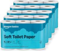 New Amazon Basics 2-Ply Soft Toilet Paper, 30 Rolls (5 Packs of 6), Equivalent to 185 Regular Rolls, Packaging May Vary