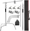 New Altson Pro 100% Stainless Steel Heavy Duty C Stand with Boom Arm, Max Height 10.5ft/320cm Photography Light Stand with 4.2ft/128cm Holding Arm, 2 Grip Head for Studio Monolight, Softbox, Reflector