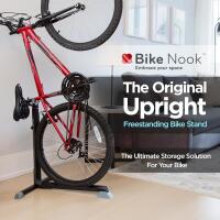 New Bike Nook Bike Stand & Vertical Storage Rack - The Original Vertical Bicycle Floor Stand for Garage Storage, Indoor and Outdoor - Perfect Bike Accessories for Small Spaces with No Drilling