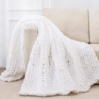 New Retail $99 Bigacogo Chunky Knit Throw Blanket for Couch, 51x63 inches, 100% Hand Knitted with Thick Jumbo Chenille Yarn, Cozy Soft Large Rope Knot Cable Crochet Blankets for Sofa Bed Living Room, White