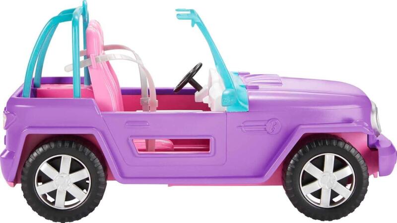 New Barbie Off-Road Vehicle, Purple with Pink Seats and Rolling Wheels, 2 Seats, Gift for 3 to 7 Year Olds